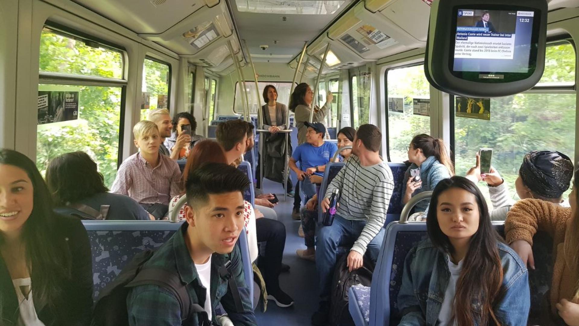 2019 Hamburg Students on bus from COB Germany