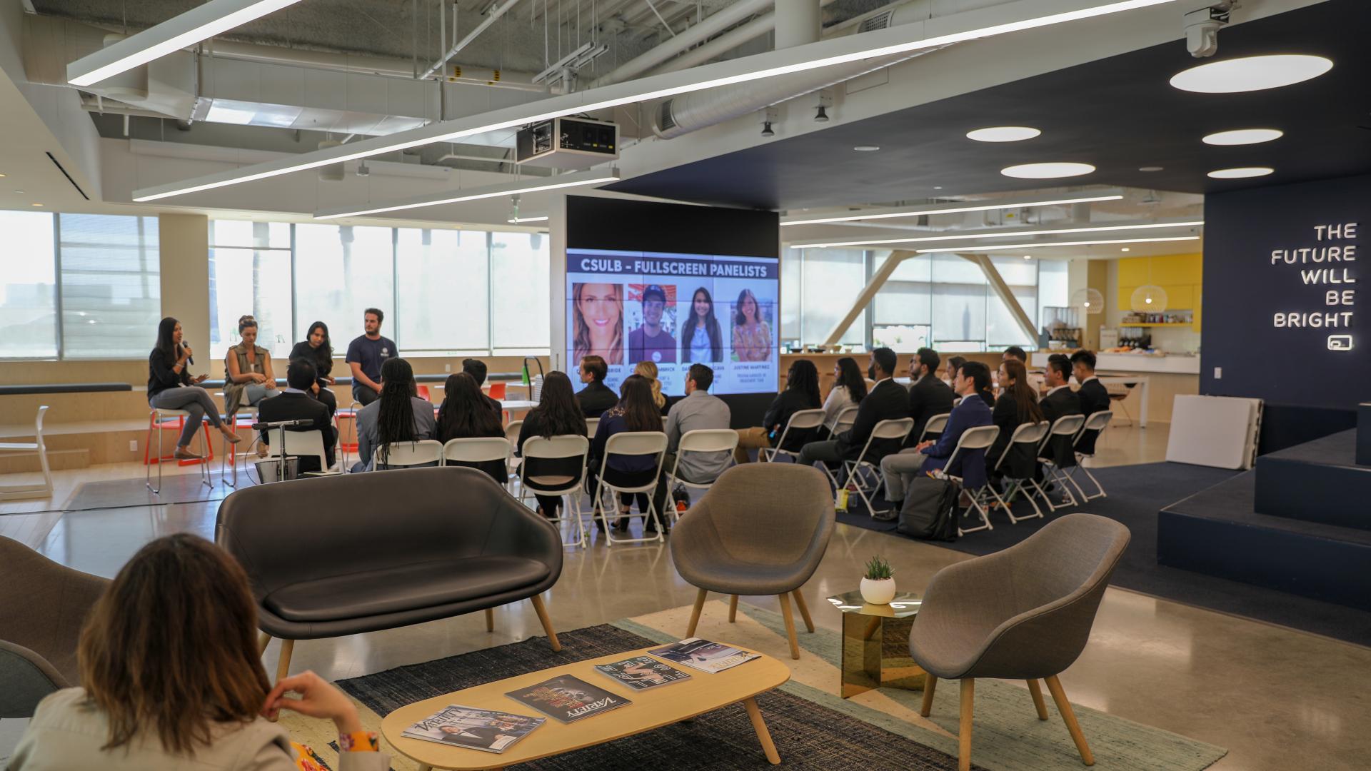 Fullscreen Media Panel with Accelerated MBA Students