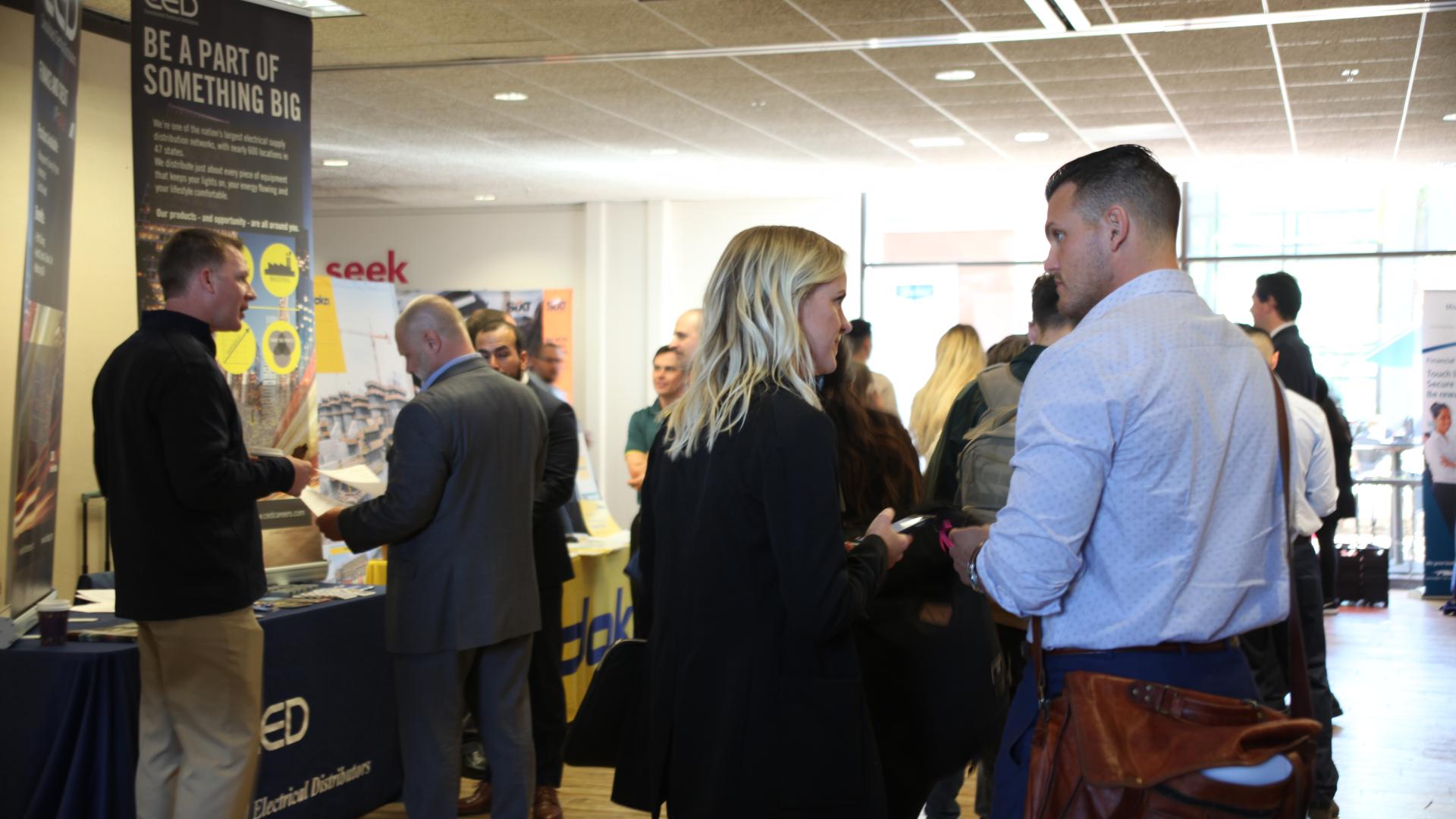 Students and employees at the Business and Healthcare Spring 2018 Job and Internship Fair