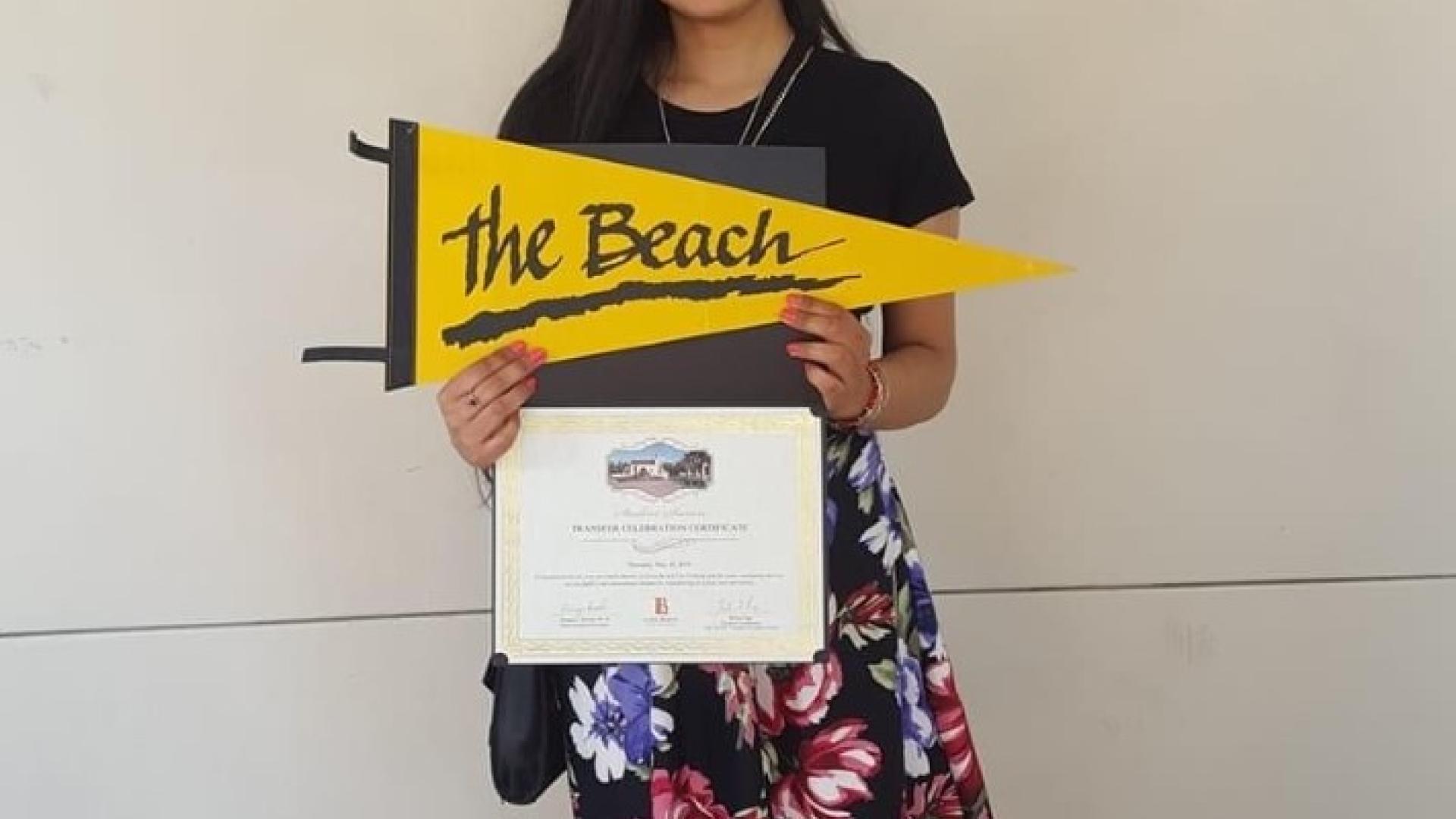 May 2019 at Long Beach City College when I received my Transfer Celebration Certificate in the transfer event