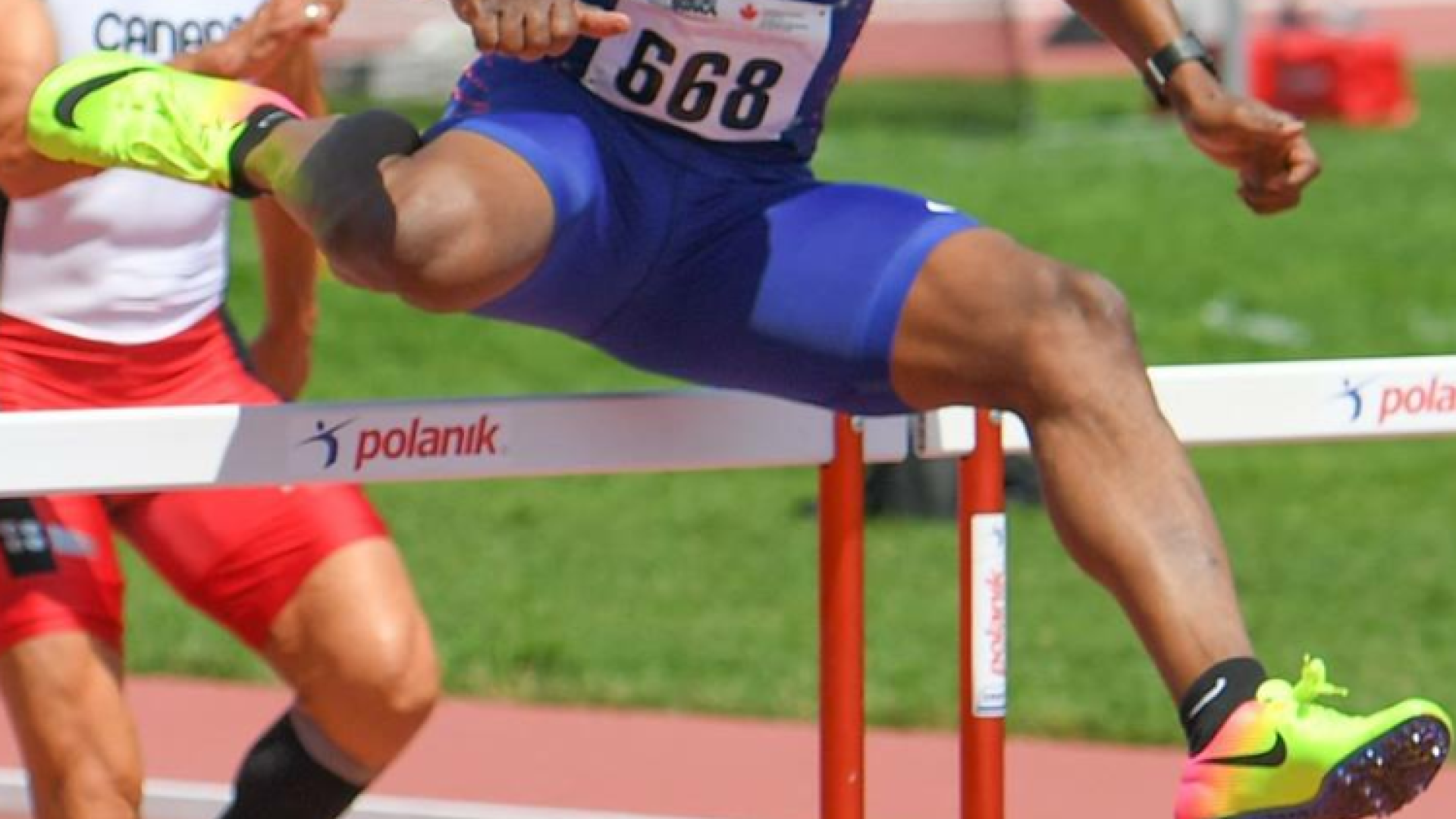 Derek flies past the competition on the track