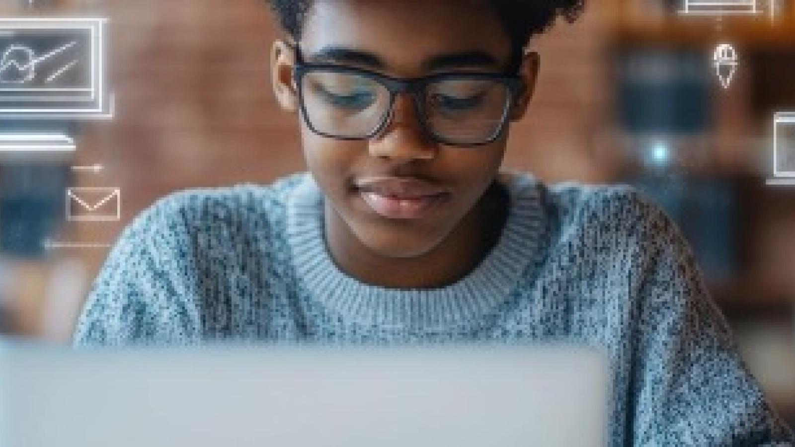 A student works at a computer