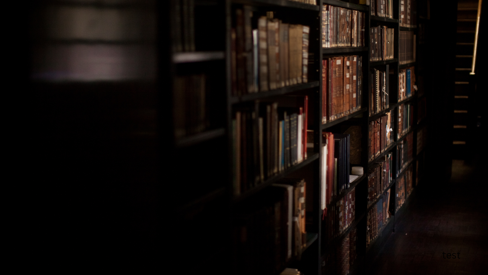 library book shelf in the dark
