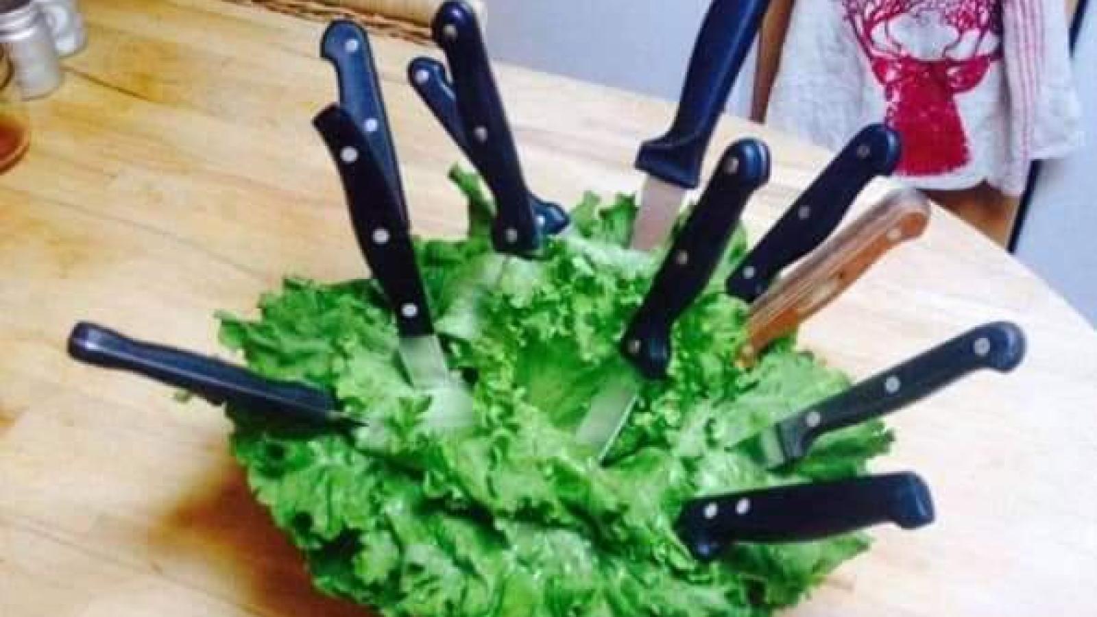 salad with knives in it
