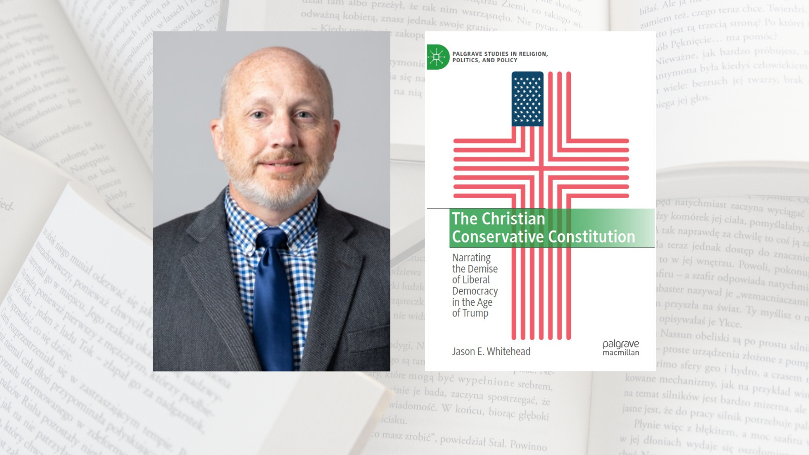 Headshot of Dr. Jason Whitehead and his book cover
