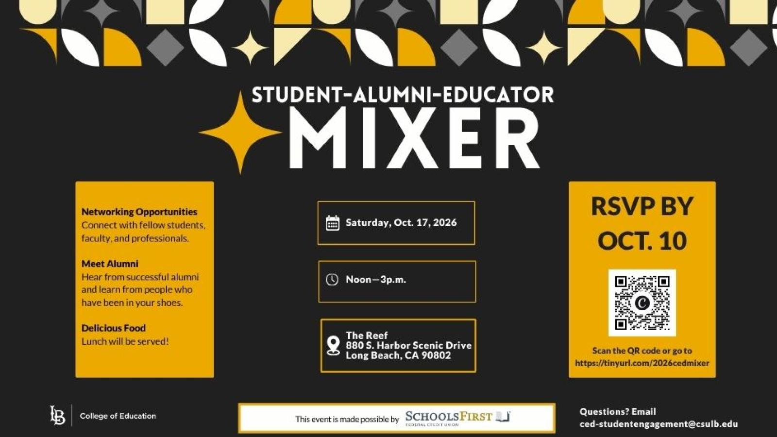 The CED Student-Alumni-Educator Mixer is Oct. 17, 2026, at The Reef in Long Beach