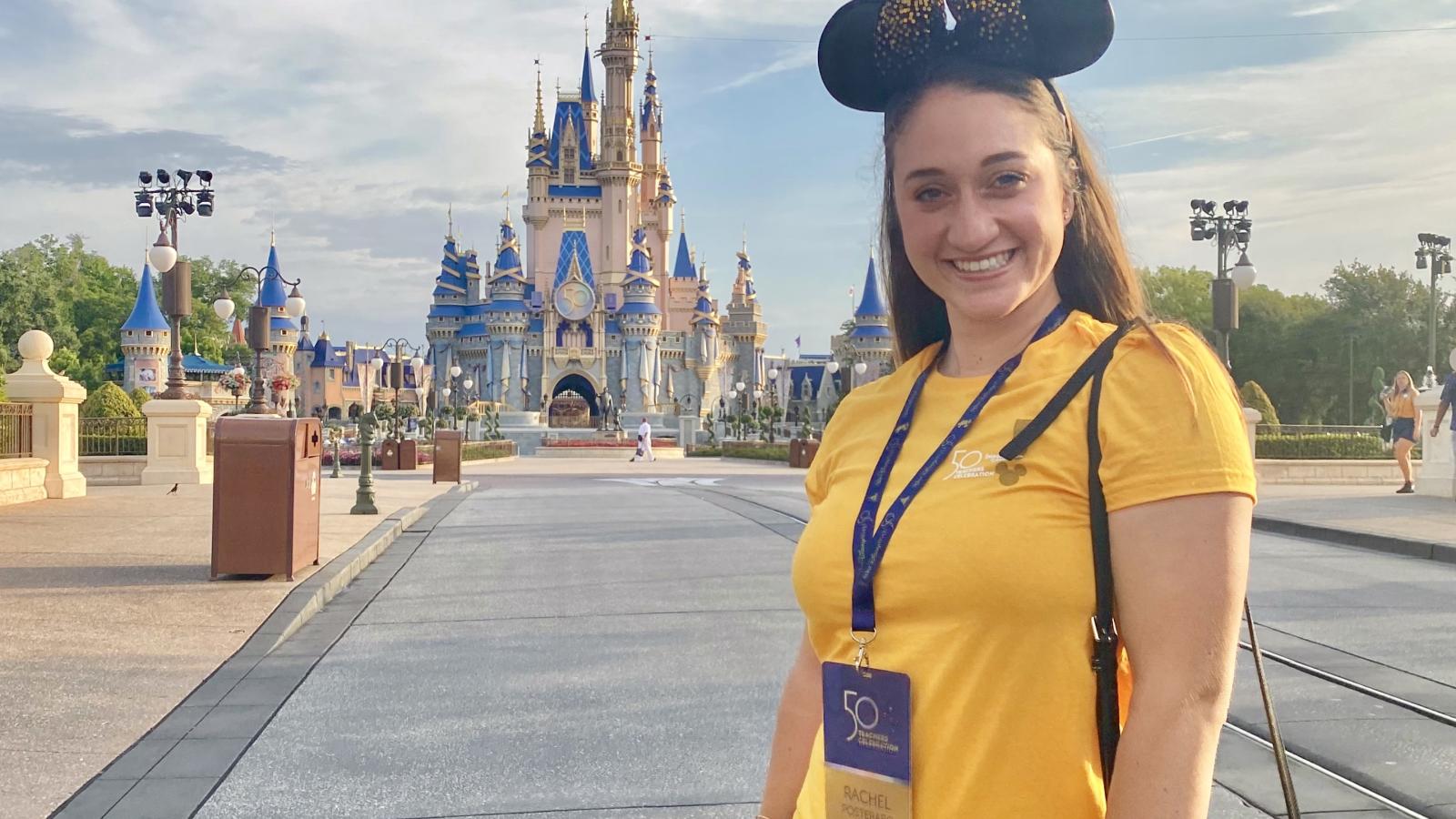 Rachel Posteraro in front of castle at Disney World
