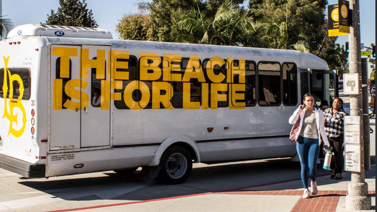 Campus shuttle with students