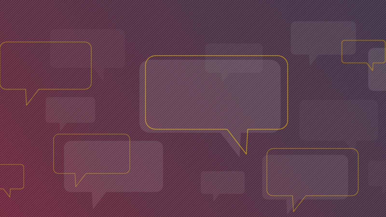 Image of empty voice boxes against purple background