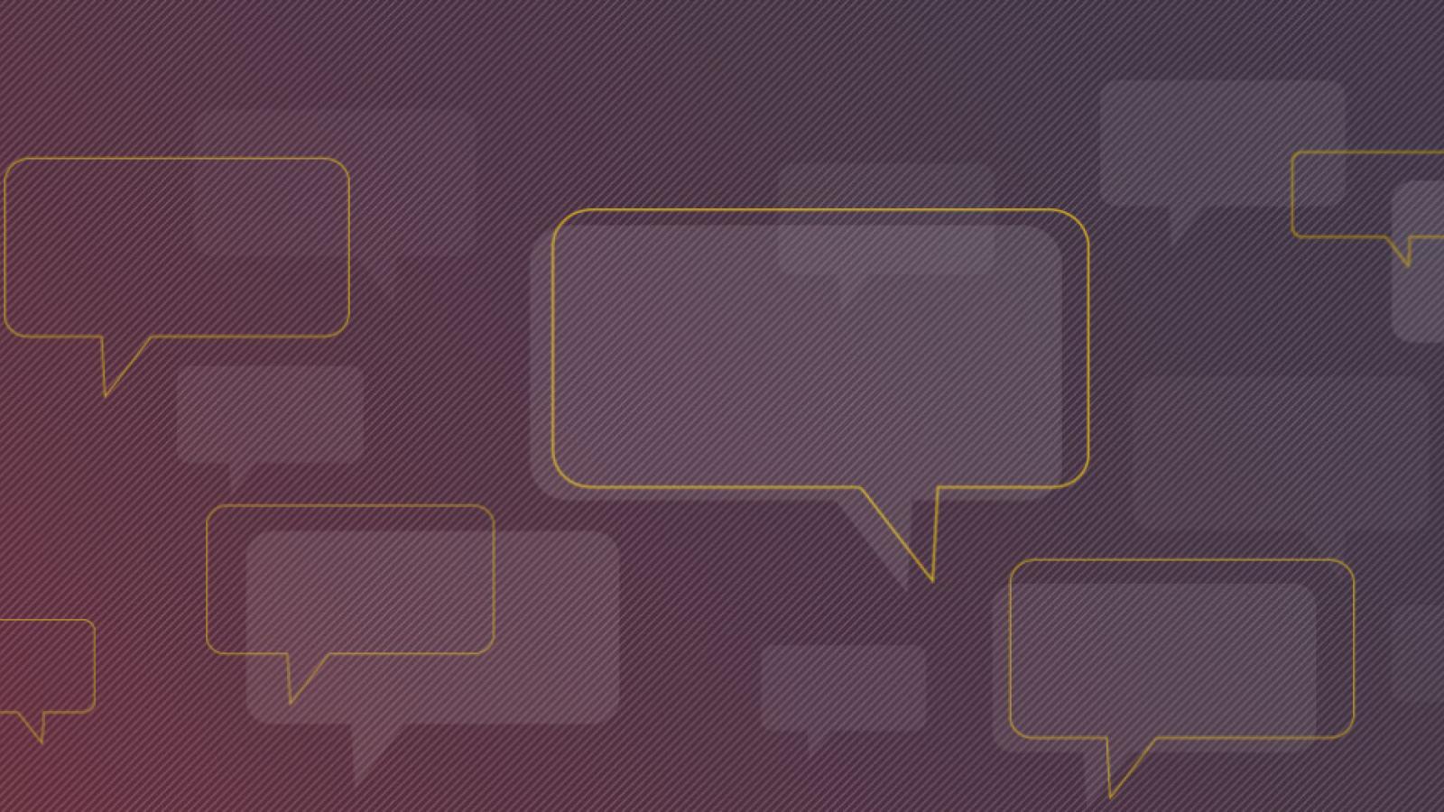 Image of empty voice boxes against purple background