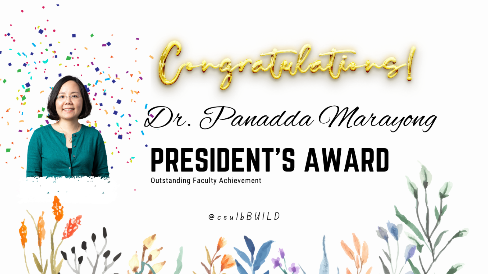 Outstanding Faculty Achievement - Dr. Panadda Marayong