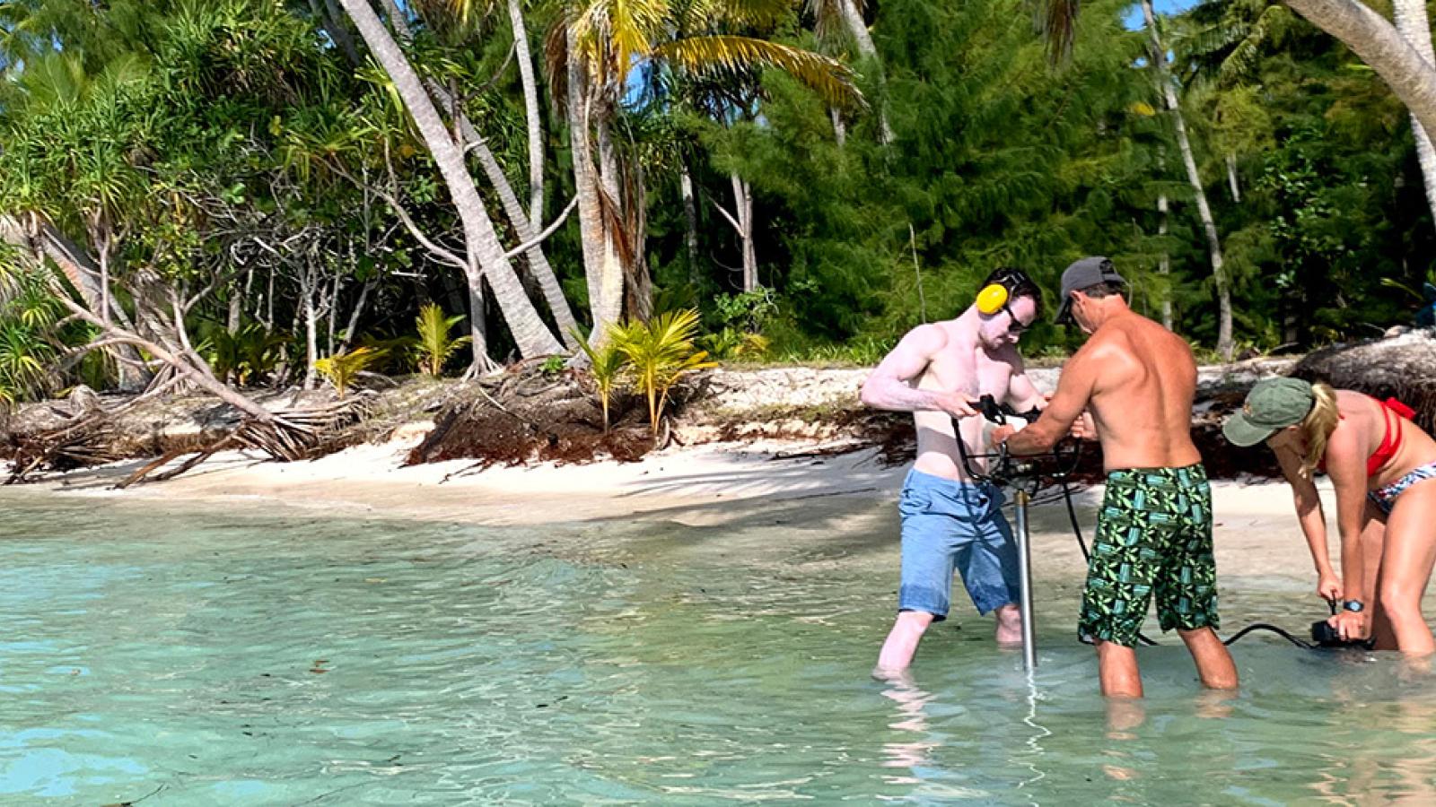 Matt Becker coring on Tetiaroa
