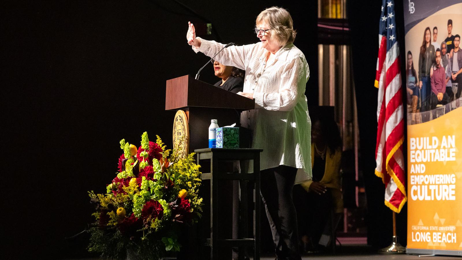 President Jane Close Conoley speaks at Convocation 2023