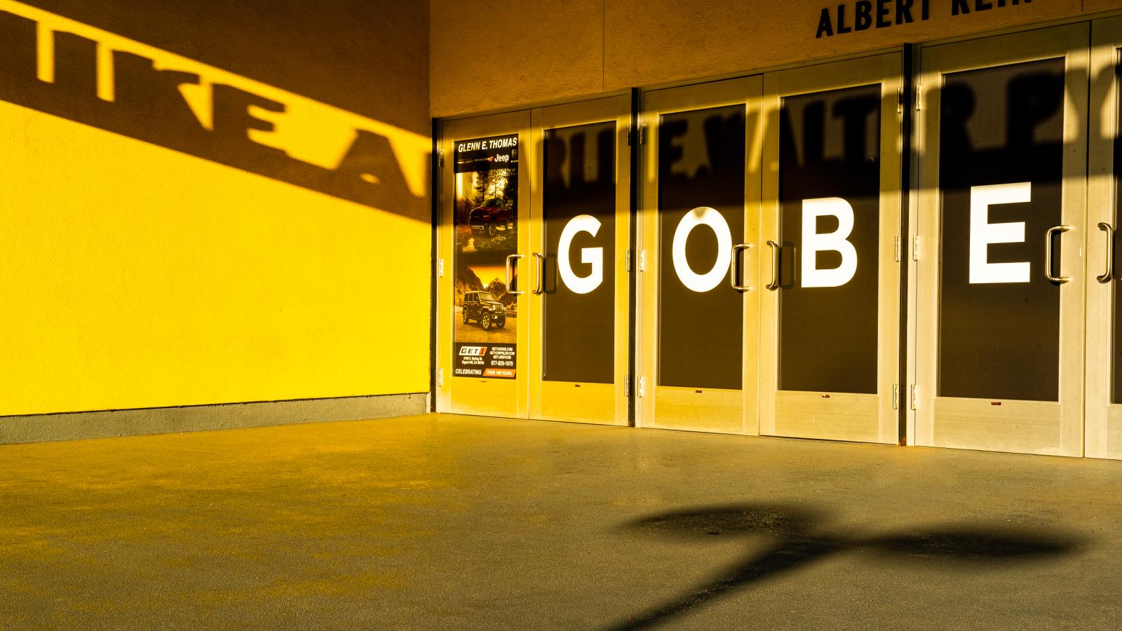 yellow enterance at walter pyramid