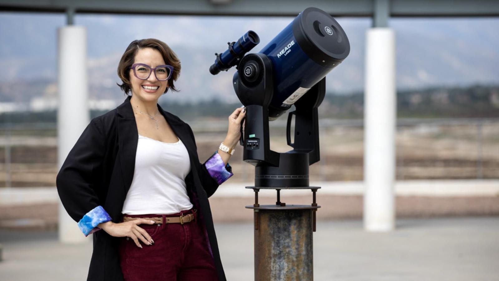 Katy Rodriguez Wimberly with Meade Telescope
