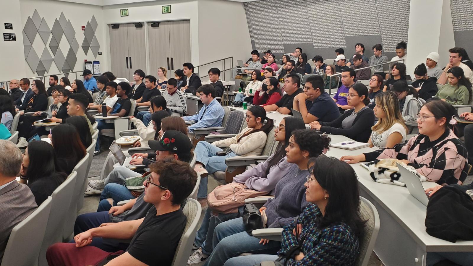 Beach Fin Rising presentation in a COB lecture hall