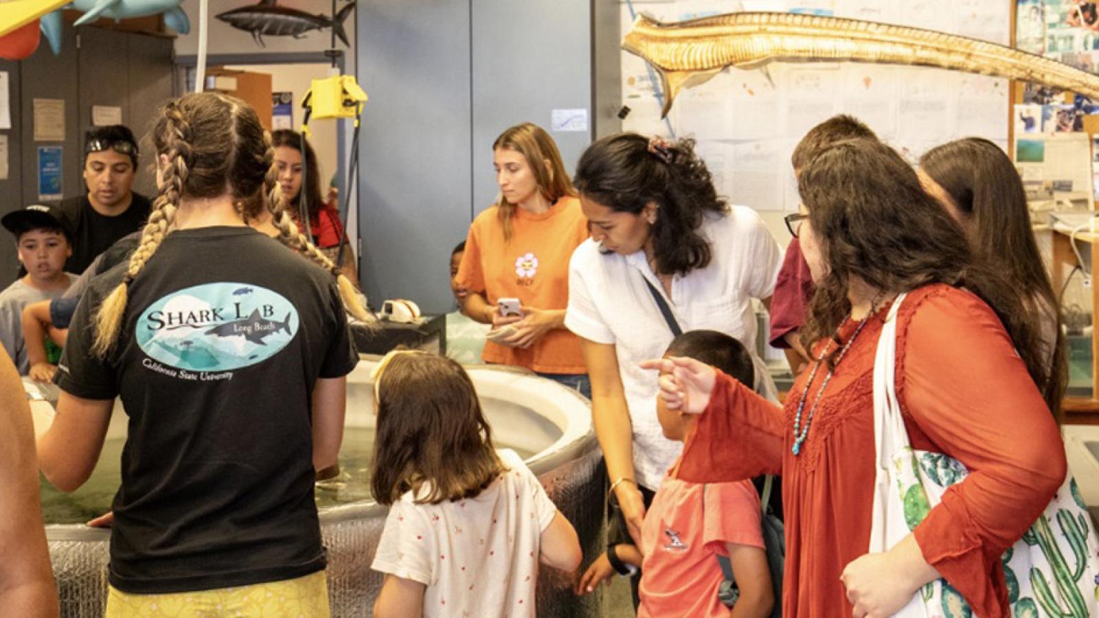 visitors in the Shark Lab