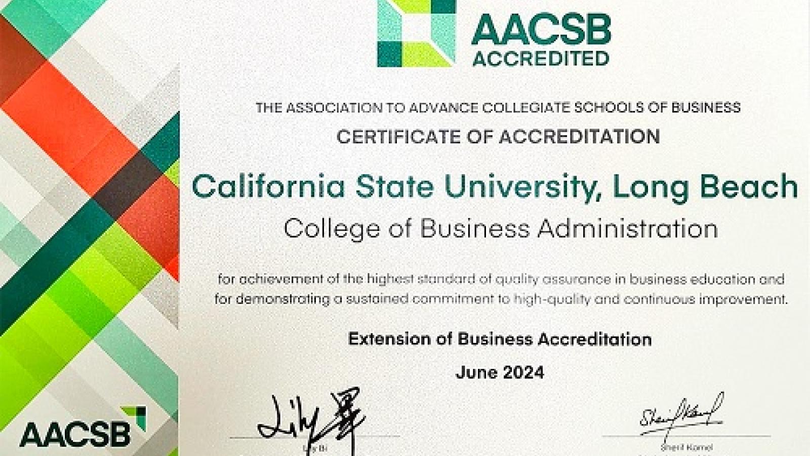 AACSB Accredited Long Beach State College of Business 2024