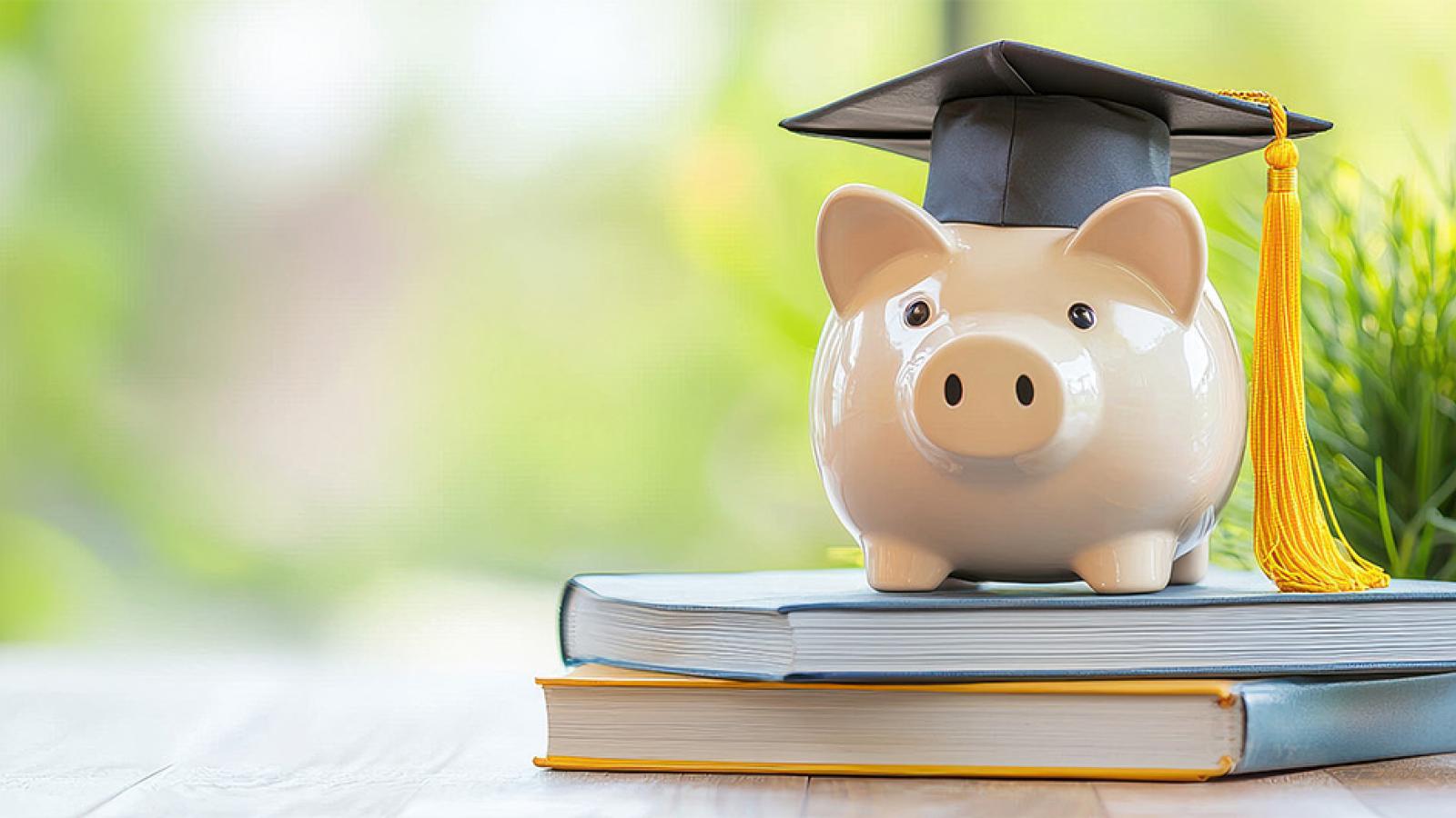 piggy bank with graduate cap
