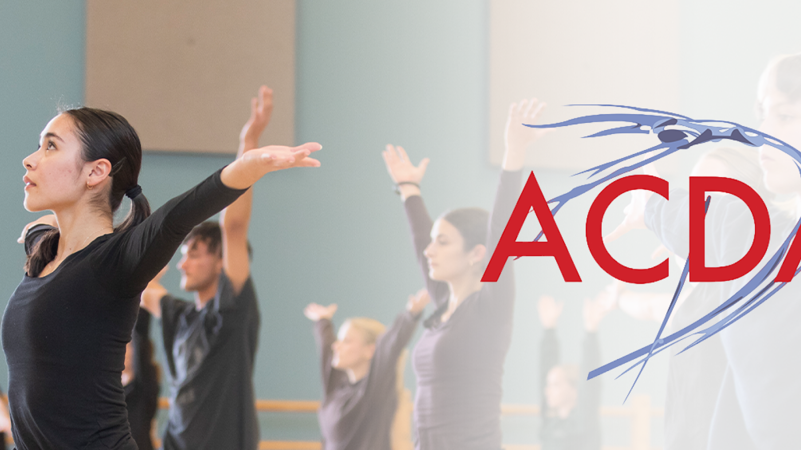 Banner image of dancers in a studio with ACDA logo on the right