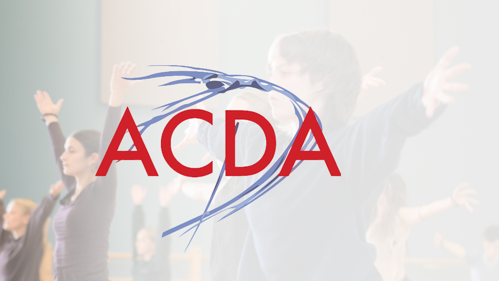 Banner image of dancers in a studio with ACDA logo on the right