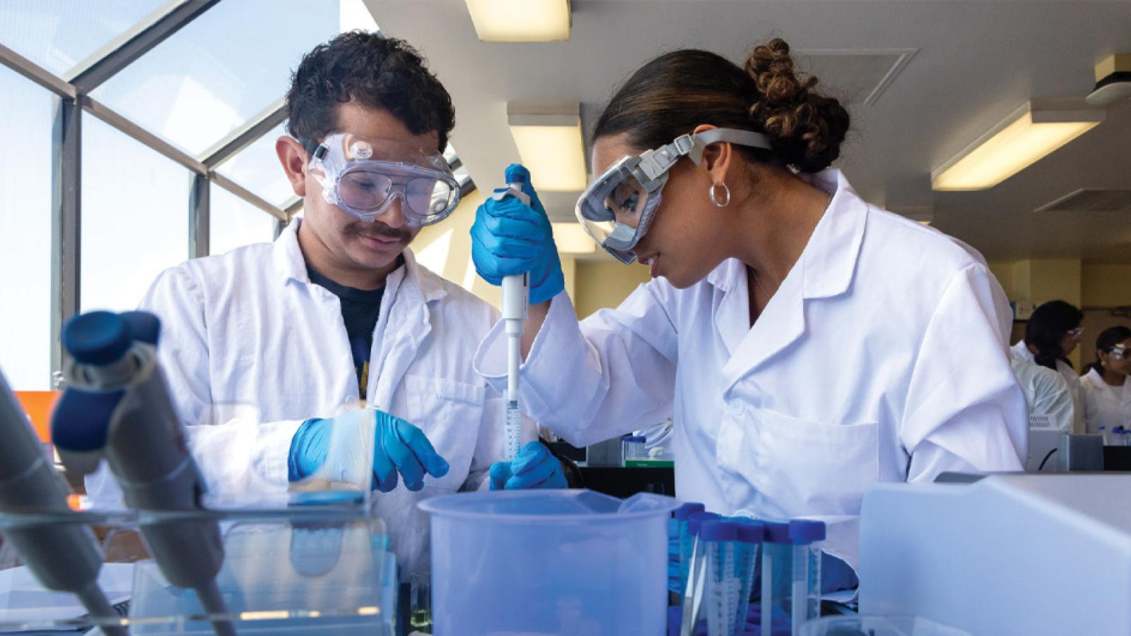 students in equipment in a research lab