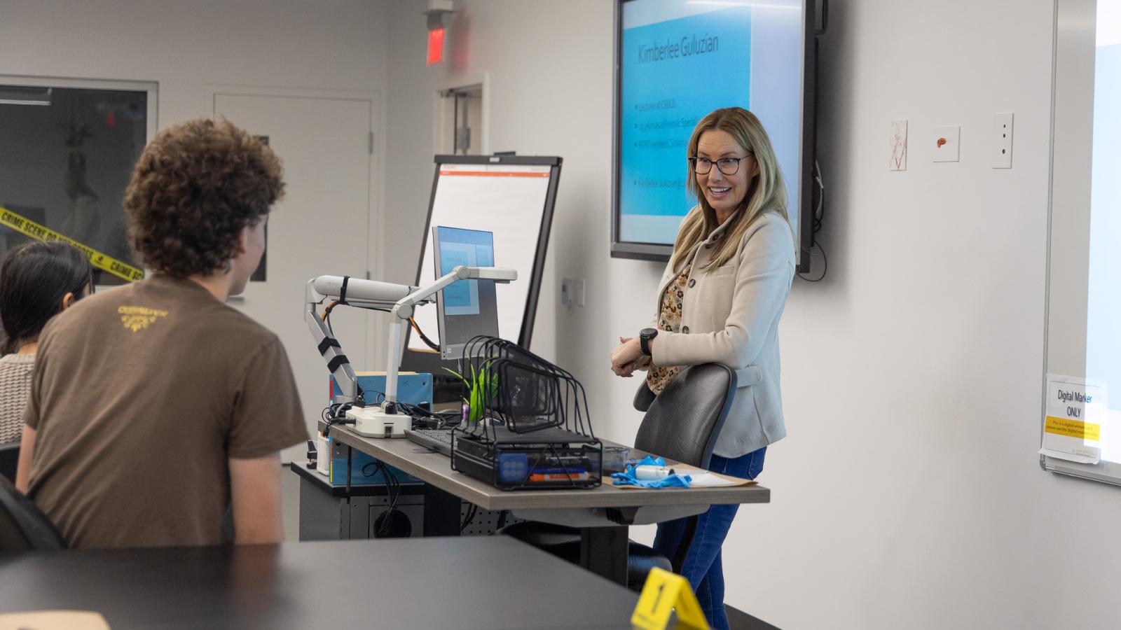 Prof. Guluzian lectures in class