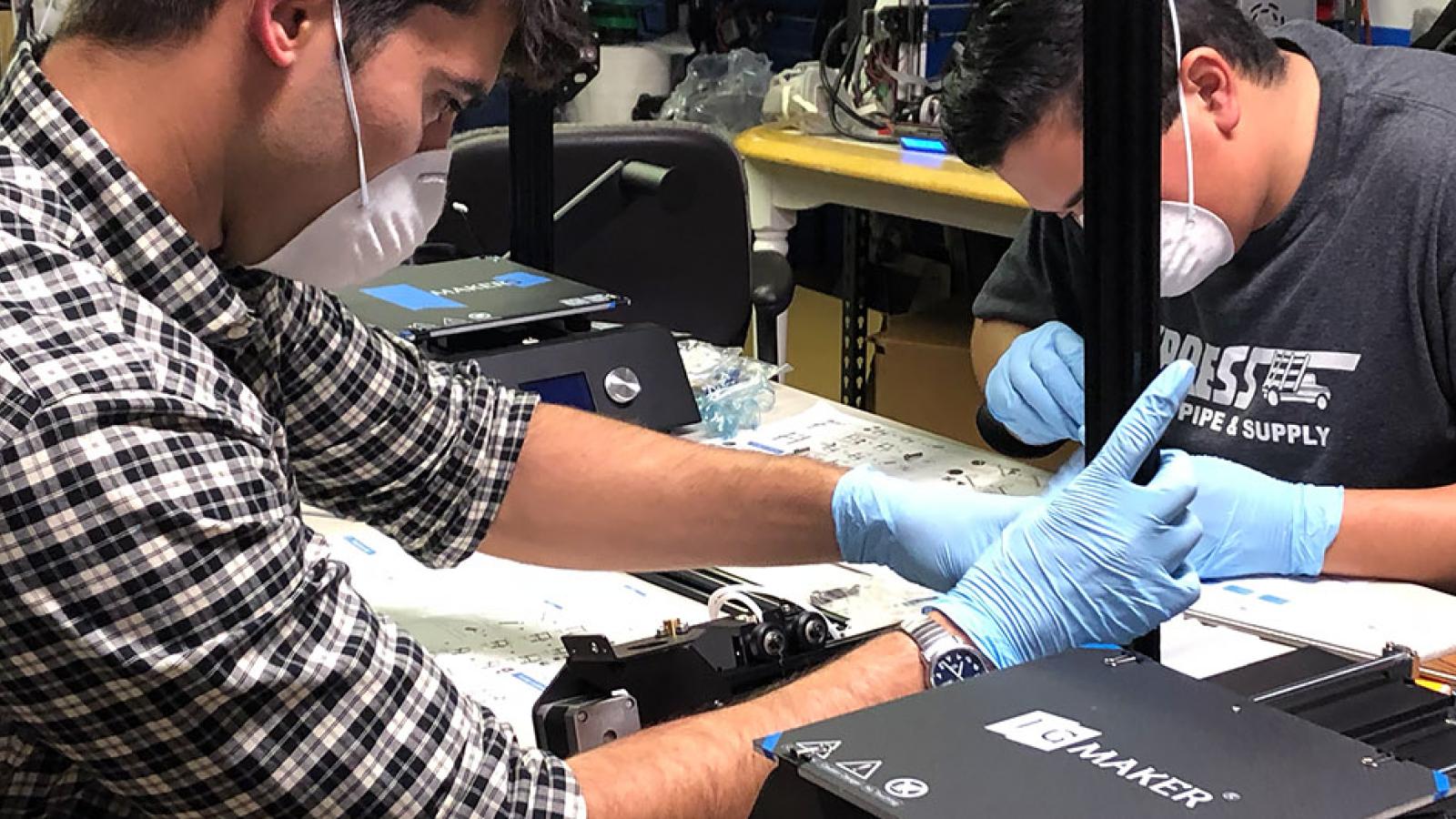 students working on face shields