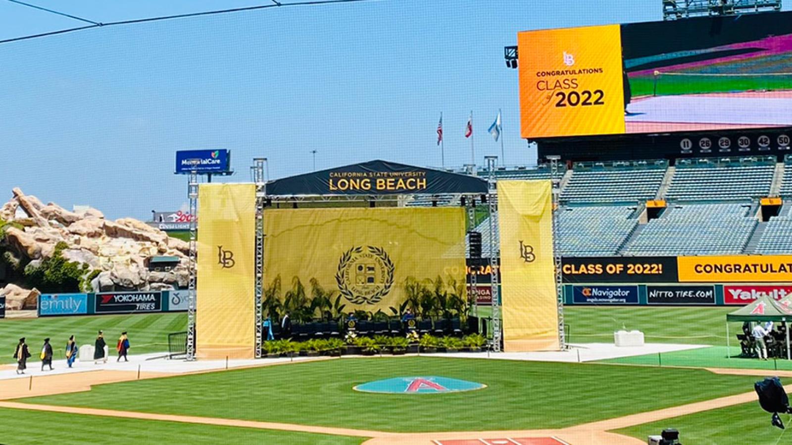 commencement ceremony at baseball stadium