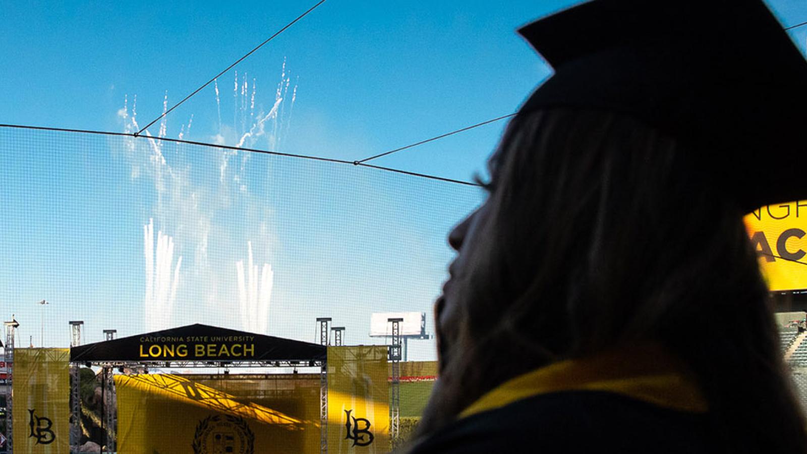 Graduate at Commencement at Anaheim Stadium