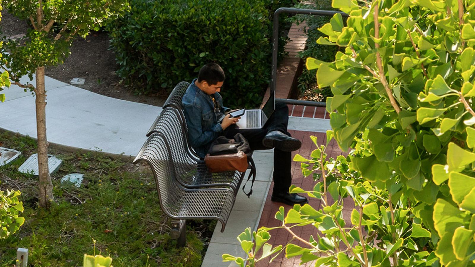 student working on computer