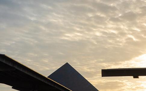 Looking at sky above Pyramid