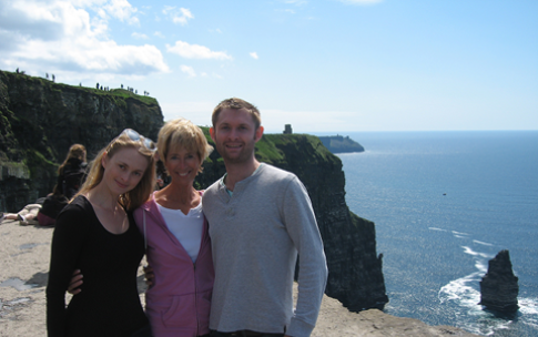 Janey Roeder with daughter, Ashley, and son, Sean, at the Cliffs of Moher in Ireland