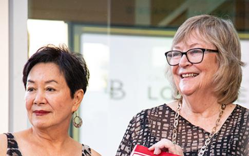 Anna Ngai, Jane Close Conoley hold proclamation from senate