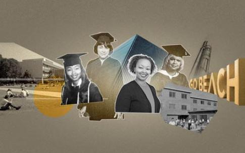 Illustration of Mack family in graduation garb