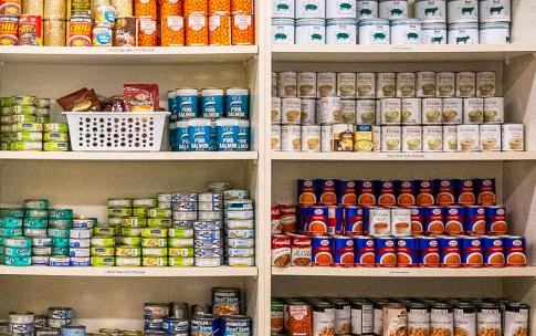Shelves of canned goods