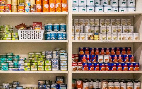 Shelves of canned goods