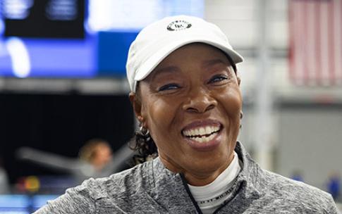 A close-up of Track and Field Head Coach LaTanya Sheffield