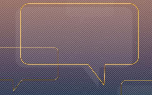 A graphic with multiple word balloons over a rose-to-violet gradient.