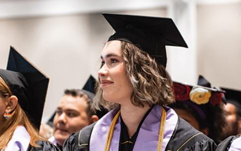 CSULB student at the Lavender graduation celebration