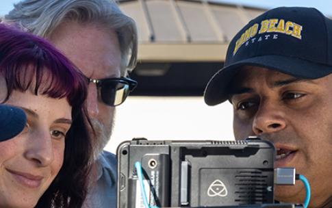 Film students working with Professor Kent Hayward