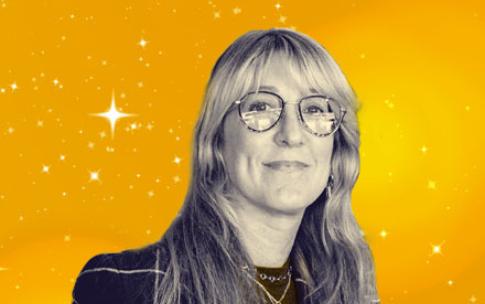 Decorative image of person against yellow background
