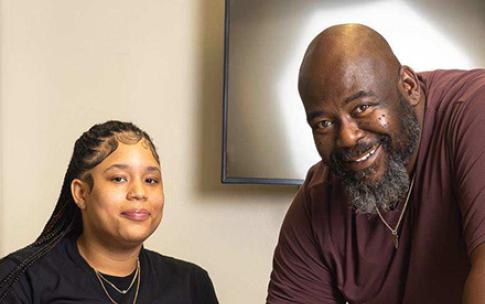 CSULB student Heaven Mitchell and Guardian Scholars case manager Howard Channel