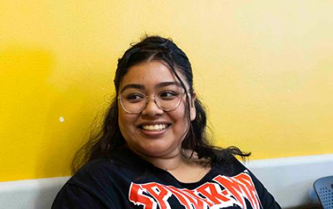 A CSULB students taking Archival Quest: Reclaiming Latinx Rhetorics