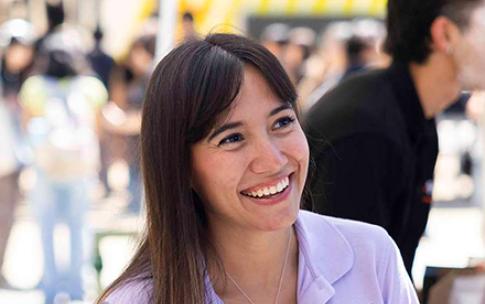 A student smiles during Week of Welcome 2026