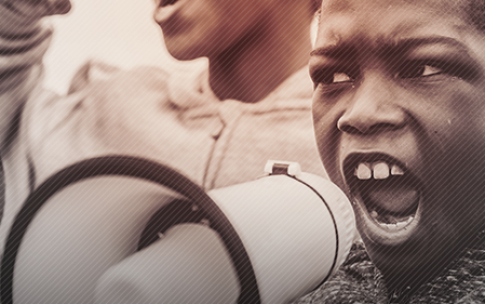 Young Black students chanting