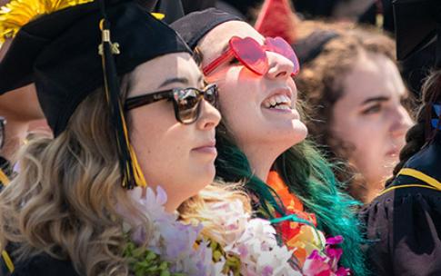graduates looking up