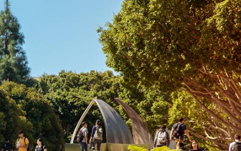 students walking on campus