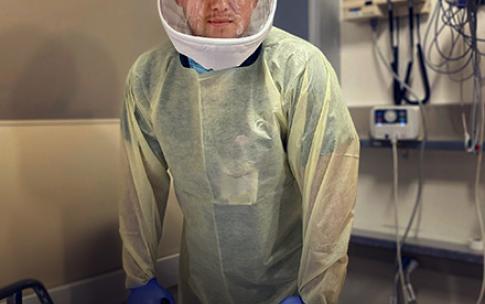 Ethan Saucer in medical gear