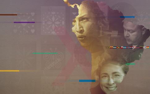 illustration of latin america with faces
